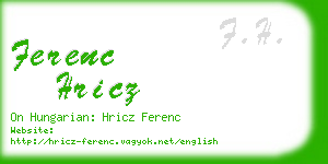 ferenc hricz business card